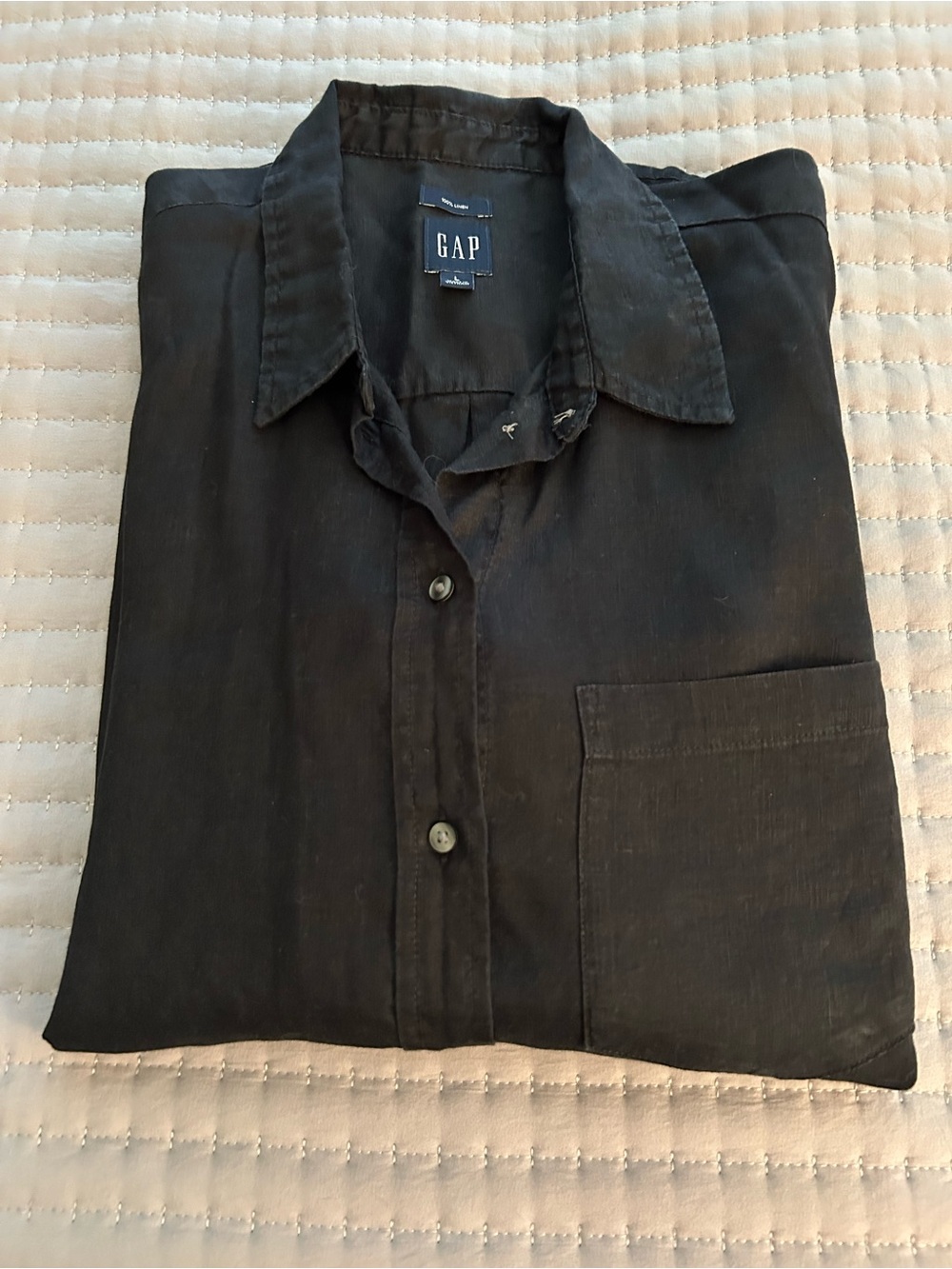 Women's GAP Black Long Sleeved Linen Shirt Size Large - Picture 7 of 7